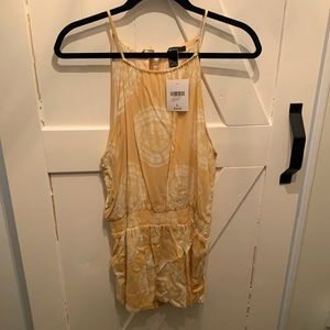 Forever 21 Yellow Tie Dye Shorts Romper Sz L
